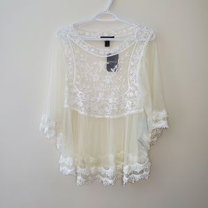 Forever 21 Salt Canyon Lace Mesh Blouse